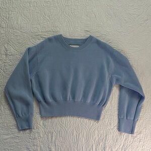 aerie Light Blue Cropped Crewneck Sweater